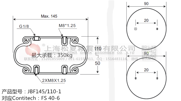 JBF145/110-1橡膠<a href='http://shuangyunholdings.com/' target='_blank'><u>空氣彈簧</u></a>