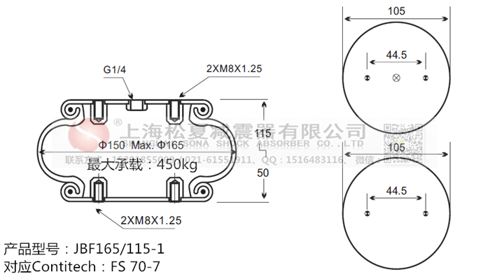 JBF165/115-1橡膠<a href='http://shuangyunholdings.com/' target='_blank'><u>空氣彈簧</u></a>