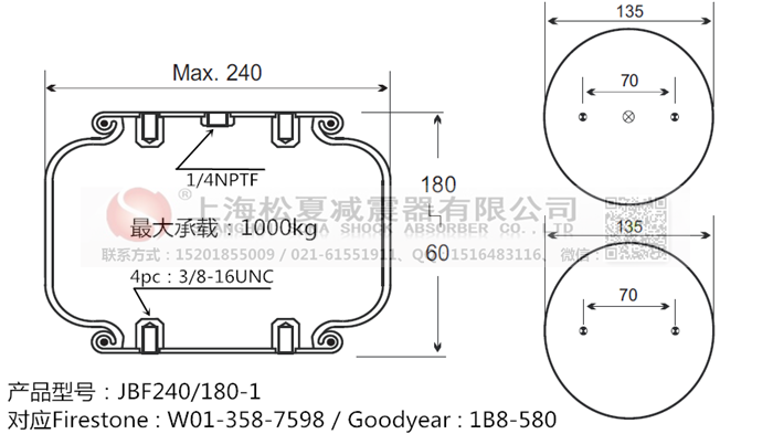 JBF240-180-1橡膠<a href='http://shuangyunholdings.com/' target='_blank'><u>空氣彈簧</u></a>