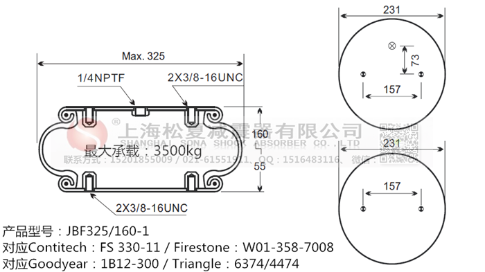 JBF325/160-1橡膠<a href='http://shuangyunholdings.com/' target='_blank'><u>空氣彈簧</u></a>