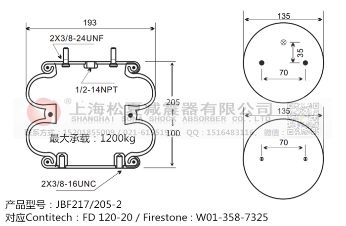 JBF217/205-2橡膠<a href='http://shuangyunholdings.com/' target='_blank'><u>空氣彈簧</u></a>