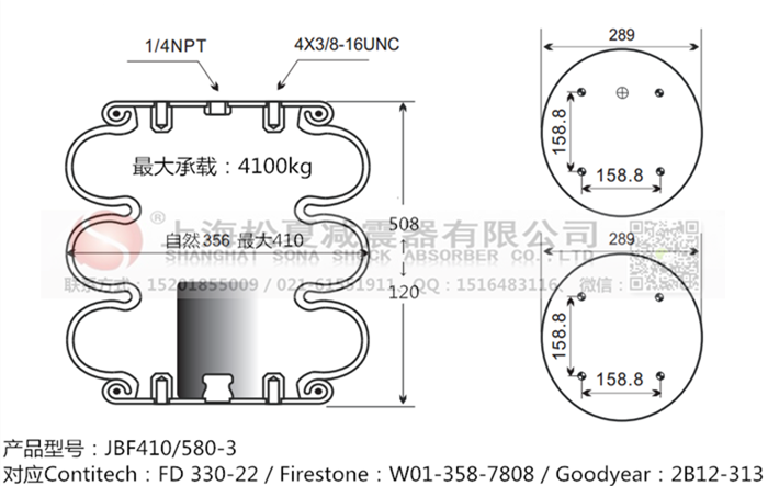 JBF410/580-3橡膠<a href='http://shuangyunholdings.com/' target='_blank'><u>空氣彈簧</u></a>